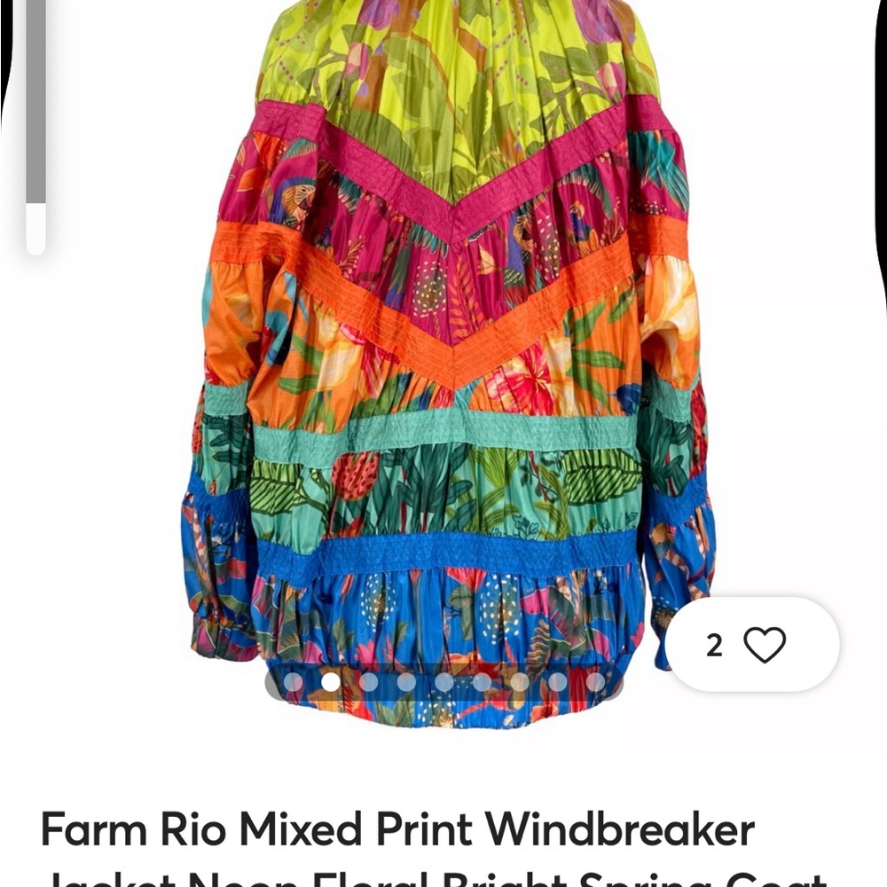 NWT Farm Rio Neon Floral Windbreaker Jacket multi colored - Picture 2 of 8